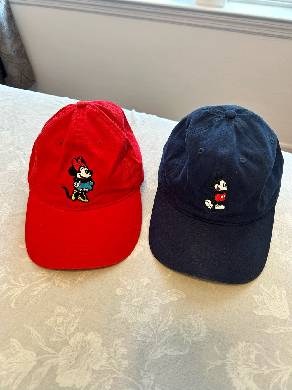 Disney Minnie & Mickey Embroidered Baseball Caps - Red & Navy